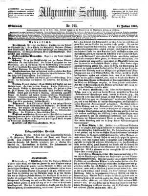 Allgemeine Zeitung Mittwoch 11. Juli 1860