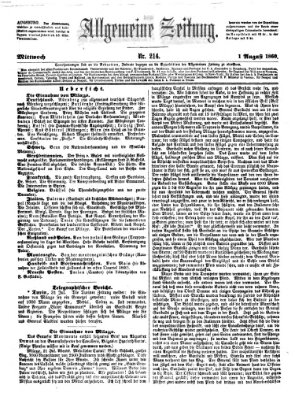 Allgemeine Zeitung Mittwoch 1. August 1860