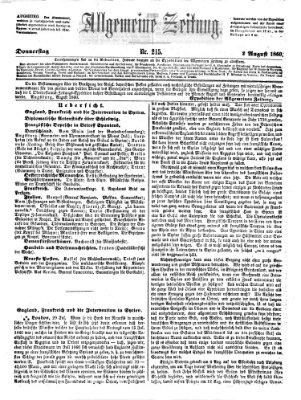 Allgemeine Zeitung Donnerstag 2. August 1860