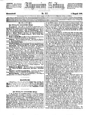 Allgemeine Zeitung Samstag 4. August 1860