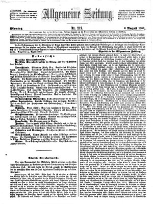 Allgemeine Zeitung Montag 6. August 1860