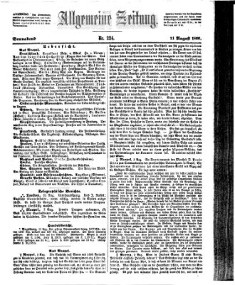 Allgemeine Zeitung Samstag 11. August 1860