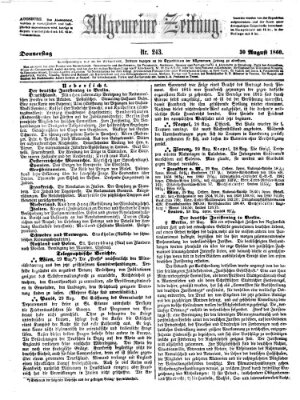 Allgemeine Zeitung Donnerstag 30. August 1860