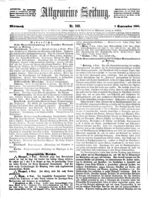 Allgemeine Zeitung Mittwoch 5. September 1860