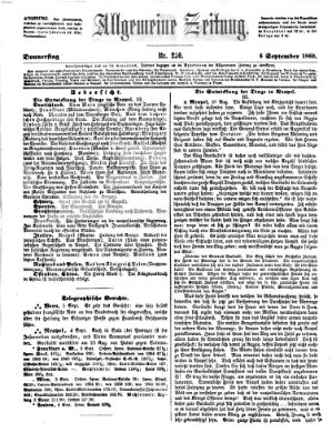 Allgemeine Zeitung Donnerstag 6. September 1860