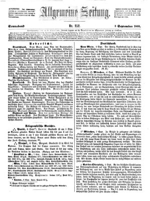 Allgemeine Zeitung Samstag 8. September 1860