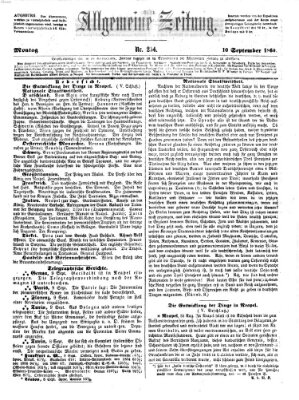 Allgemeine Zeitung Montag 10. September 1860