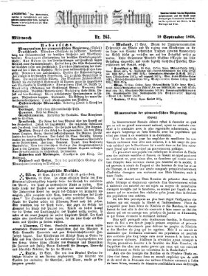 Allgemeine Zeitung Mittwoch 19. September 1860