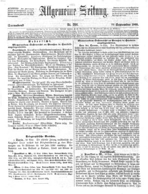 Allgemeine Zeitung Samstag 22. September 1860