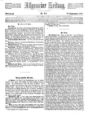 Allgemeine Zeitung Mittwoch 26. September 1860