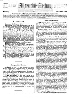 Allgemeine Zeitung Sonntag 12. Januar 1862