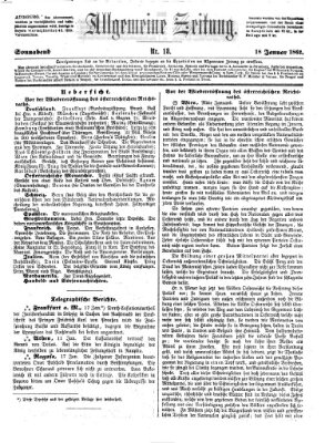 Allgemeine Zeitung Samstag 18. Januar 1862