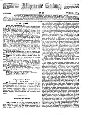 Allgemeine Zeitung Sonntag 19. Januar 1862