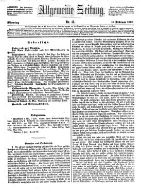 Allgemeine Zeitung Montag 10. Februar 1862