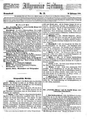 Allgemeine Zeitung Samstag 22. Februar 1862