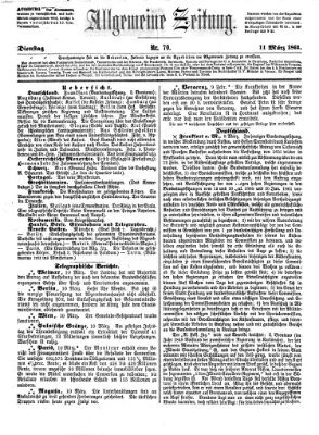 Allgemeine Zeitung Dienstag 11. März 1862