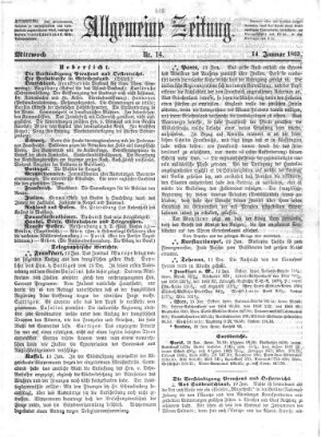 Allgemeine Zeitung Mittwoch 14. Januar 1863