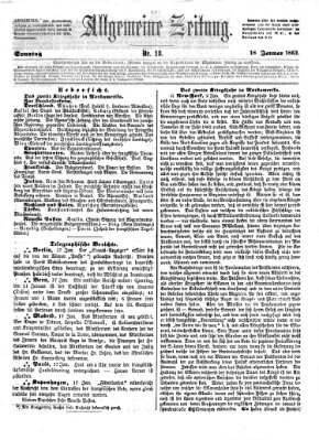 Allgemeine Zeitung Sonntag 18. Januar 1863