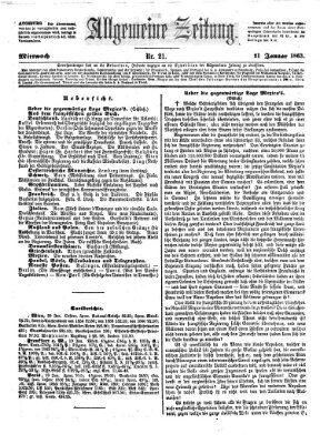 Allgemeine Zeitung Mittwoch 21. Januar 1863