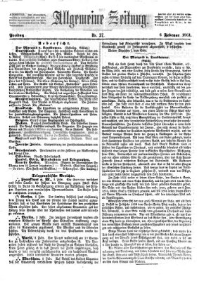 Allgemeine Zeitung Freitag 6. Februar 1863