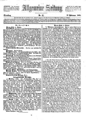 Allgemeine Zeitung Dienstag 10. Februar 1863