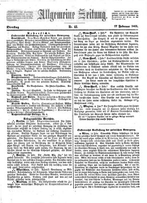 Allgemeine Zeitung Dienstag 17. Februar 1863