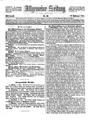 Allgemeine Zeitung Mittwoch 18. Februar 1863