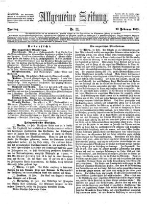 Allgemeine Zeitung Freitag 20. Februar 1863