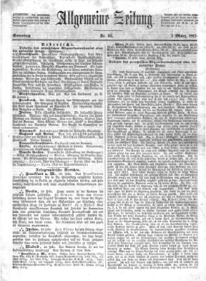 Allgemeine Zeitung Sonntag 1. März 1863