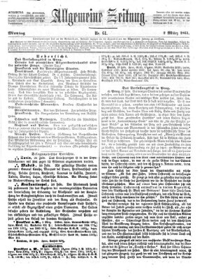 Allgemeine Zeitung Montag 2. März 1863
