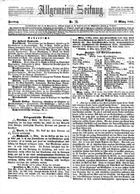 Allgemeine Zeitung Freitag 13. März 1863