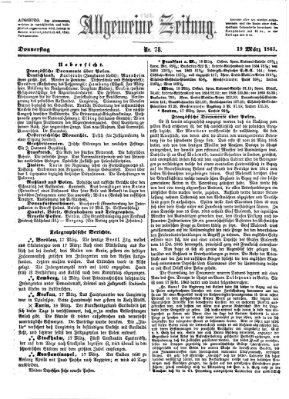 Allgemeine Zeitung Donnerstag 19. März 1863