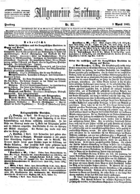 Allgemeine Zeitung Freitag 3. April 1863