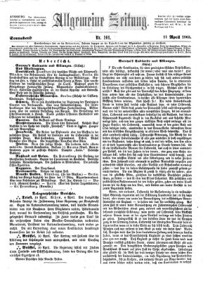 Allgemeine Zeitung Samstag 11. April 1863