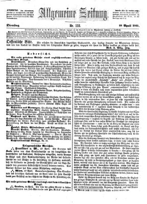 Allgemeine Zeitung Dienstag 28. April 1863