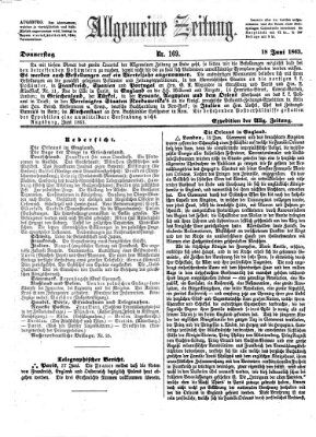 Allgemeine Zeitung Donnerstag 18. Juni 1863