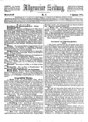 Allgemeine Zeitung Samstag 2. Januar 1864