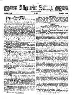 Allgemeine Zeitung Donnerstag 3. März 1864