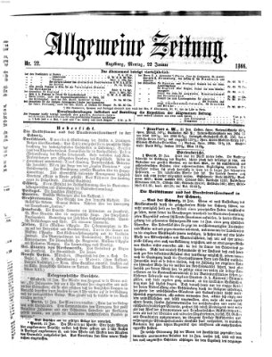 Allgemeine Zeitung Montag 22. Januar 1866