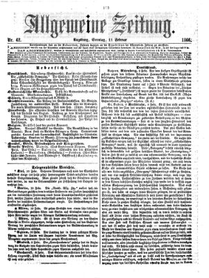 Allgemeine Zeitung Sonntag 11. Februar 1866