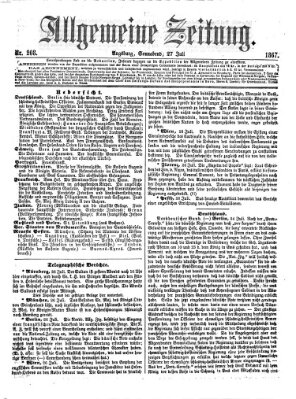 Allgemeine Zeitung Samstag 27. Juli 1867