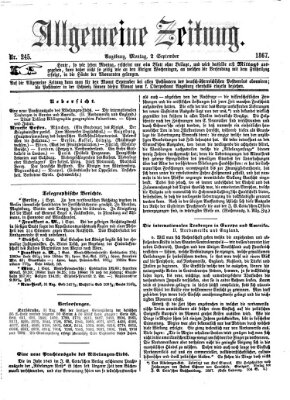 Allgemeine Zeitung Montag 2. September 1867