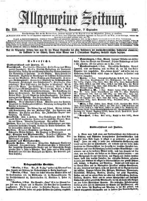 Allgemeine Zeitung Samstag 7. September 1867