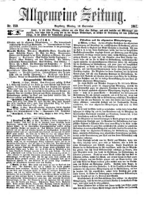 Allgemeine Zeitung Montag 16. September 1867