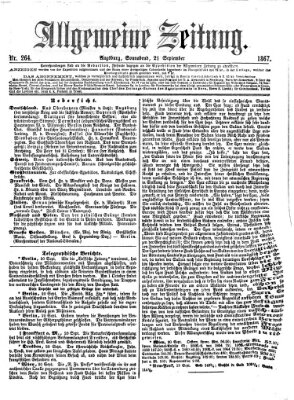 Allgemeine Zeitung Samstag 21. September 1867