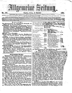 Allgemeine Zeitung Freitag 27. September 1867