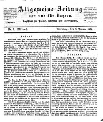 Allgemeine Zeitung von und für Bayern (Fränkischer Kurier) Mittwoch 8. Januar 1834