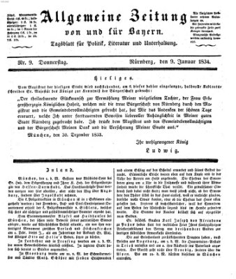 Allgemeine Zeitung von und für Bayern (Fränkischer Kurier) Donnerstag 9. Januar 1834