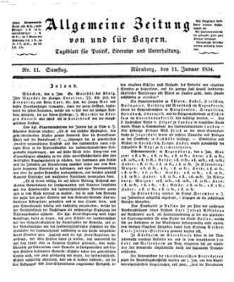 Allgemeine Zeitung von und für Bayern (Fränkischer Kurier) Samstag 11. Januar 1834