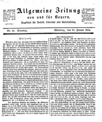 Allgemeine Zeitung von und für Bayern (Fränkischer Kurier) Sonntag 12. Januar 1834